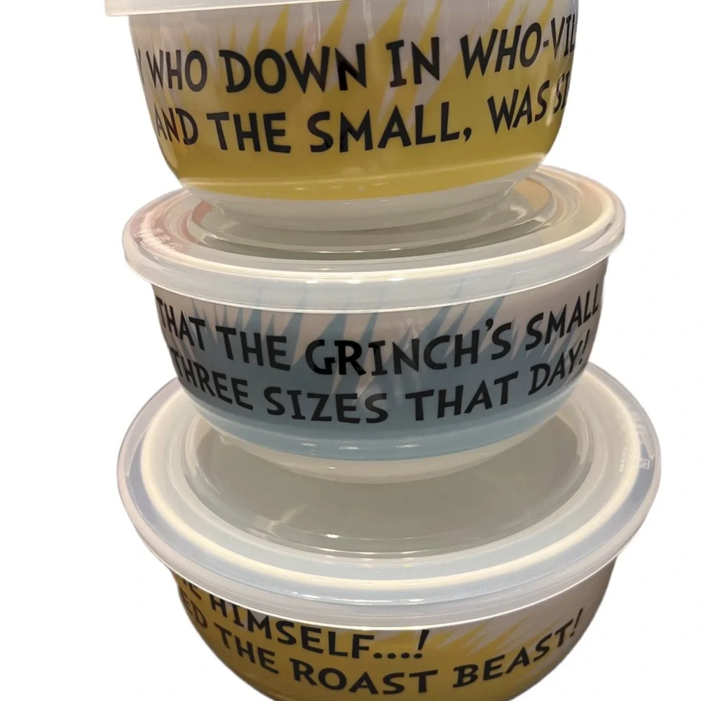 Dr. Seuss The Grinch Who-Ville Christmas Bowls with Pressure Release Lids
